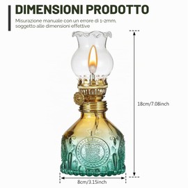 2 Pezzi Lampada a Cherosene Interni, Lampada a Petrolio Vintage, Lampada ad Olio in Vetro Colori Sfumati, Classich Retrò Lampada a Olio, Lampada Decorazione per Emergenza, Giardino, Sala da Pranzo