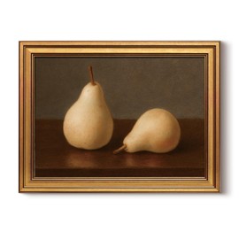 InSimSea Gold Framed Canvas Prints Wall Art, Vintage Kitchen Decor, Pear Fruits Still Life Paintings Farmhouse Wall Decor Aesthetic, Retro Pictures for Bedroom Living Room Shelf, 12x16inch