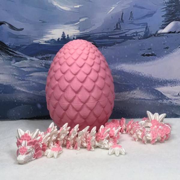 3d Printed Articulated Dragon, Pink and White Orchid Dragon, Fidget