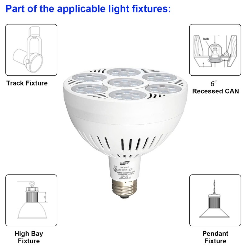 VAKESUN LED PAR38 Spotlight High Lumen 10000K 45° Cool White