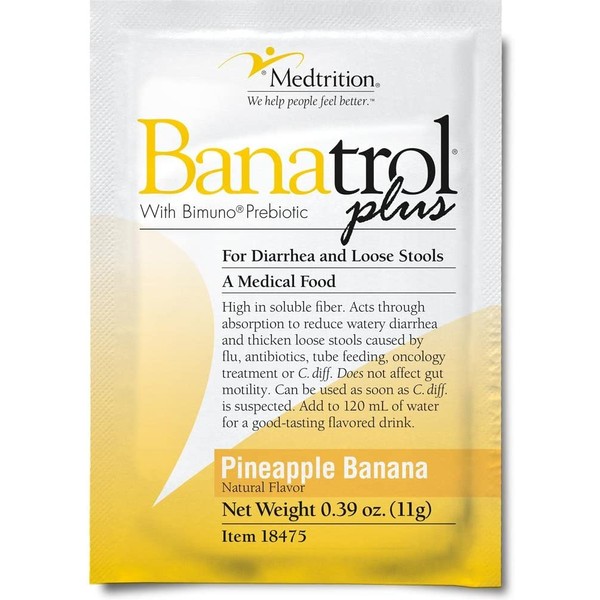 Banatrol Natural Anti-Diarrheal with Prebiotics, Relief for IBS, Recurring Diarrhea, Clinically Supported Medical Food, Non-Constipating, 21 Servings (Banana)