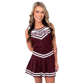 Cheer Fantastic V-Hem Uniform Vest CF1022V2, or Vest/Skirt Set (US, Alpha, Medium, Youth, Royal/White)
