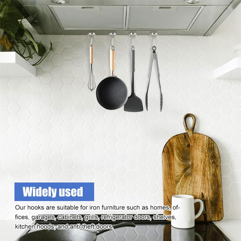 KARELLS Black Magnetic Hooks, Magnetic Hooks, Pack of 4 Magnetic