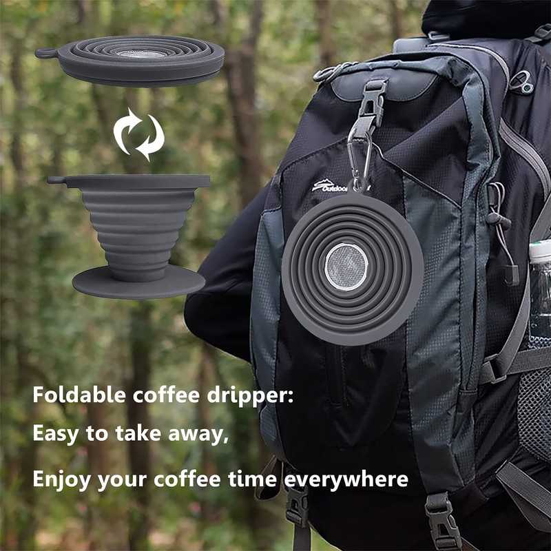 Collapsible Coffee Dripper Pour Over Coffee Filter, Silicone Reusable Coffee