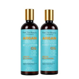 Feel The Beauty Duo Shampoo & Conditioner Argan Oil con Argán, Monoi y Macadamia 500 ml - Limpieza Profunda, Control de Frizz, Brillo Natural