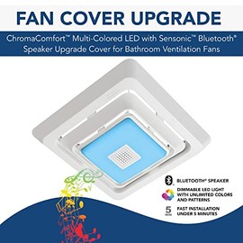 Broan-NuTone FG800RGBS Genuine Replacement Cover (Bath Fan Not Included) with ChromaComfort LED Light and Sensonic Bluetooth Speaker, Fits Select Bathroom Fan Models