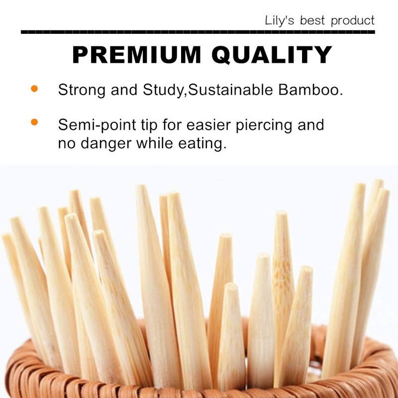 HOPELF 7 inch Semi Point Bamboo Skewers - 5mm Thick
