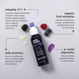 milk_shake Silver Shine Toning Spray - Platinum Hair Violet Pigment Spray | Counteracts Unwanted Yellow/Golden Tones| Strengthens and Hydrates | 3.4 fl oz (100 ml)