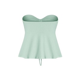 Milumia Women Tie Front Ruched Tube Top Strapless Flared Hem Peplum Bandeau Tops Mint Green X-Large
