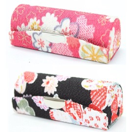 KT Inc Black and Red Japaenese Flower Retro Style Lipstick Cases with Mirrors Gift Set