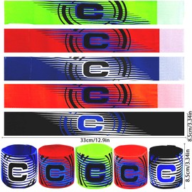 RUIJIE Football Captain's Armband Pack of 5 Captain Bracelet Multicoloured Elastic Football Game Leader Armband Sport Leader Armband Elastic Captain's Bracelets Velcro Fastening for Adults Children