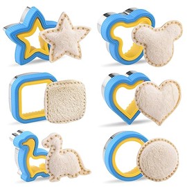 Juego de 6 cortadores y selladores de sándwiches para niños, cortador de sándwiches de diferentes formas sin costrar para la familia, perforadora de almuerzo, cortador de pan grande