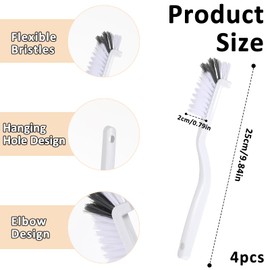 JJUNW 4Pcs Kitchen Scrub Brush, Angle Cleaning Brush, Right Angle Scrub Brush for Sink Household Dish Pot Pan Edge Corners, for Small Space Crevice Cleaning with Stiff Bristles (4)