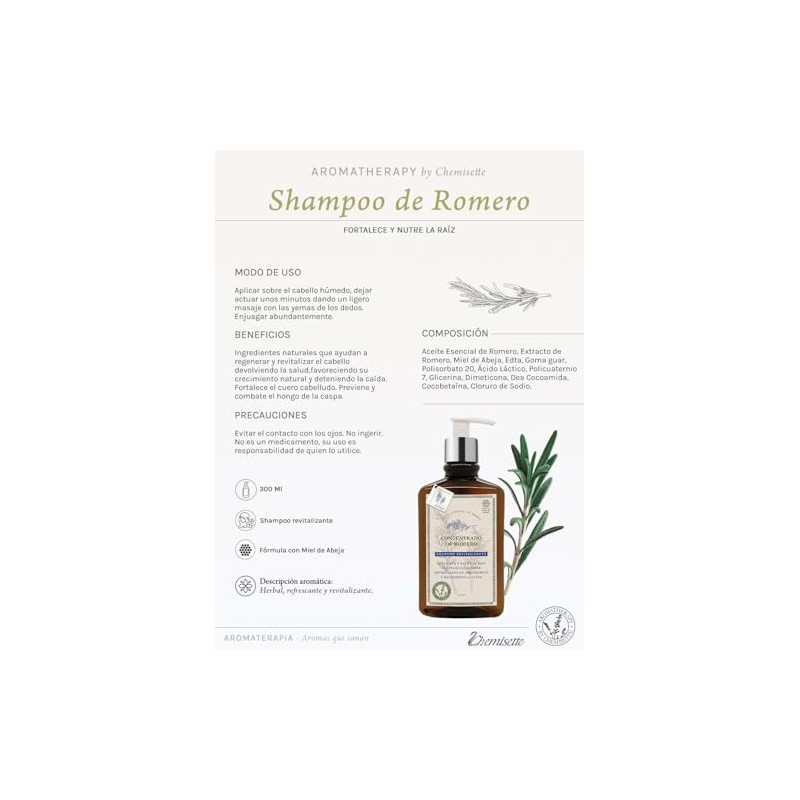 SHAMPOO ANTICAIDA CONCENTRADO DE ROMERO 300ML
