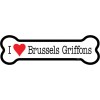 I Heart (Love) Brussels Griffons Dog Bone Car Magnet 2"x7"