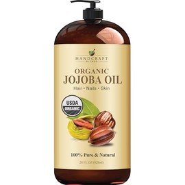 Handcraft Blends Usda Aceite de Jojoba Orgánico - 28 Fl Oz - Puro y Natural - Aceite de Grado Premium para Rostro, Cuerpo y Cabello - Aceite Anti-Envejecimiento - Prensado En Frío y Sin Hexanos