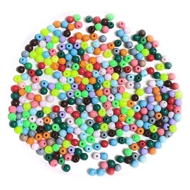 500PCS Chunky Bubblegum Acrylic Beads, 4mm Mixed Colors Tiny Spacer, Cute Plastic Round Pony, Loose Bulk for Jewelry Making DIY Handicrafts Earrings Necklace Bracelet Accessories