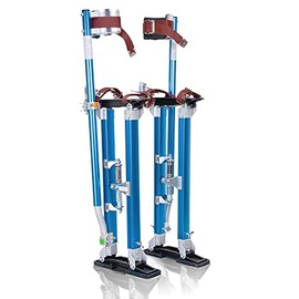 Hooomyai 18"-30" Drywall Stilts Aluminum Tool Stilt Height Adjustable Lifts Taping Paint Stilt for Sheetrock Painting Finishing Pruning Branches or Cleaning, Blue