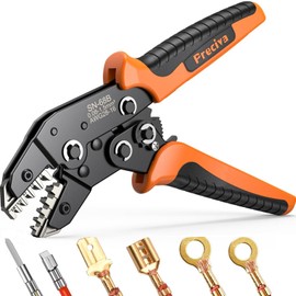 Preciva 5-in-1 Wire Crimper, Dupont Terminals & Open Barrel Terminals - AWG 28-16 Ratcheting Crimper with 5 Marked Precision Jaws, Fits Deutsch, JST, Molex, Delphi, AMP&More Automotive Wire Connectors