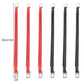 Octoder 6pcs 2AWG Copper Battery Cables 3/8" Lugs Terminals Power Inverter Wires 1FT