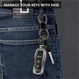 Luxiremi Keychain Quick Release Key Ring Key Fob Clip,Detachable Key Ring Quick Release Keychain,with 8 Detachable Keyrings for Men Women Zinc Alloy Keyrings for Car Keychain Organizer (Black)