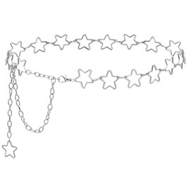 Putcuku Waist Belts for Women Adjustable Body Fashion Metal Link for Dresses (Star Silver-S)