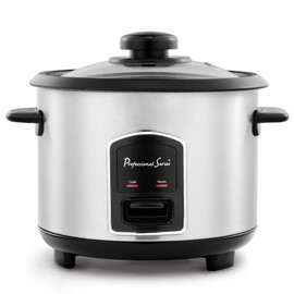Professional Series 6-Cup Rice Cooker with Glass Lid Stainless Steel