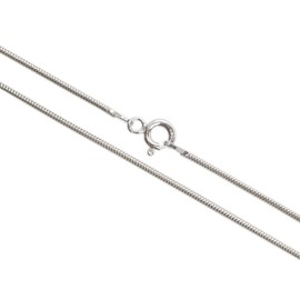 AKA Gioielli® - Women's Italian Snake Chain Necklace 1.3 mm 925 Sterling Silver Rhodium-Plated Length 40 45 50 55 60 70 cm, Sterling Silver