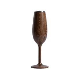 NEWPORT Stemware Collection, Premium Vacuum Insulated Stainless Steel Sparkling Wine & Champagne Flute, Crystal Thin Champagne Glass, Unbreakable & Drinks Stay Cold, Non-Slip Base, 6oz, Dark Walnut