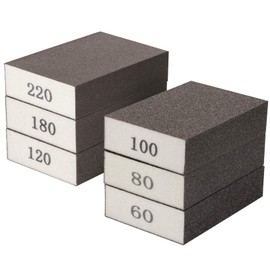 6Pcs Sanding Sponge 60 80 100 120 180 220 Coarse Medium Fine Grit Sanding Block Washable and Reusable for Wood, Metal, Wall Polish