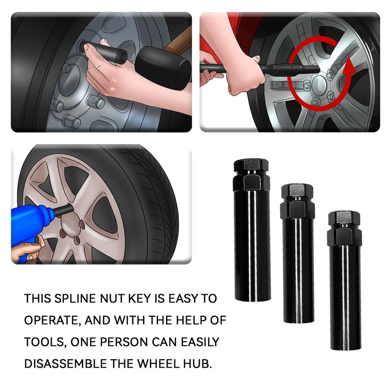 QKYS Large 6 Spline Lug Nut Socket, Wheel Lock Removal
