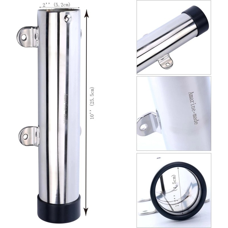Amarine Made 2Pcs Boat Fishing Rod Holder Stainless Steel Side
