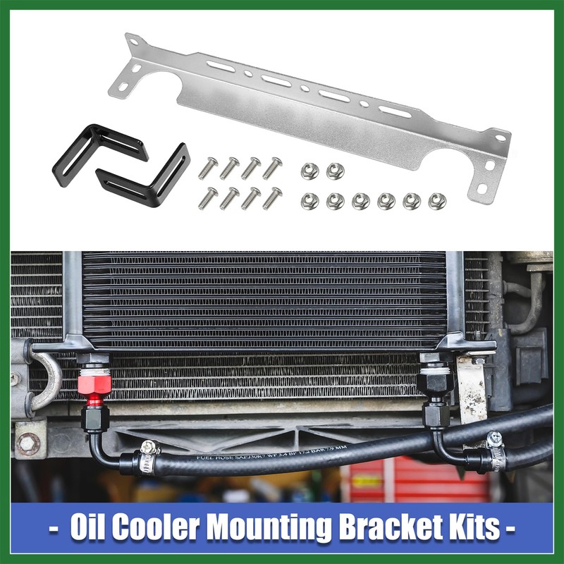 Motoforti Universal Oil Cooler Mounting Bracket Kit 330mm Silver Tone
