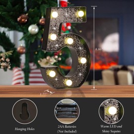 Light Up LED Marquee Numbers, Glitter Black Marquee Lights Sign for Birthday Party, Night Lamp, Home, Bar, Graduation, Wedding, Proposal Decoration 5