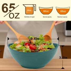 Homienly Salad Bowls 6 PCS Wheat Straw Bowls - 60oz Large Serving Bowl - Microwave and Dishwasher Safe Cereal Bowl Big Soup Bowl for Kitchen, Camping, Picnic, Party, Popcorn Bowl Set - Green