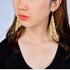 Suyi Trendy Women Earrings Metal Mesh Grid Sequins Tassel Long