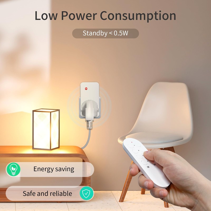 SURNICE Remote Control Plug Socket, 13A/3000W Wireless Remote Light Switch,