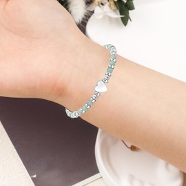 HZLucki Inspirational Love Stone Bracelet for Women - Adjustable Beaded Bracelet with Heart Messages - Gift for Birthday, Valentine’s Day, Christmas Presentd