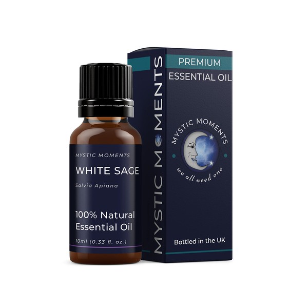 Mystic Moments White Sage Essential Oil 10 ml - Pure & Natural Oil for Diffusers, Aromatherapy and Massage Mixtures Vegan GMO Free