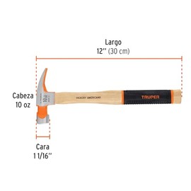 Truper MOR-10, Martillo pulido, uña recta, 10 oz                                                                                                      