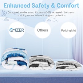 omzer Baby Play Mat 50x50inch - Thick & Soft Baby Crawling Mats for Floor - Machine Washable Cushioned for Playpen - Non-Slip Playmats for Babies Toddlers Tummy Time Indoor&Outdoor, Blue