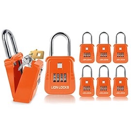 1500 Key Lock Box with Code, Lockbox for Keys Outdoor, Realtor Lock Box for Short-Term Rentals, Holds 5 Keys (6 Pack, Orange)