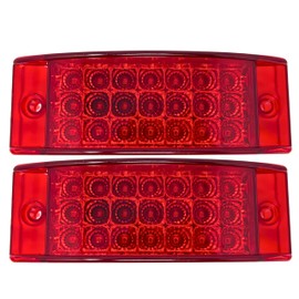 All Star Truck Parts] Qty 2 Red 6" 21 LED Side Marker Clearance Light Rectangle 12V Truck Trailer Camper Boat Marine 6x2 Rectangular Surface Mount [Sealed and Waterproof]