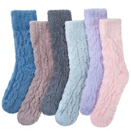 YSense 6 Pairs Women Fuzzy Fluffy Socks Cozy Slipper Socks Warm Soft Winter Plush Home Sleeping Socks Gifts