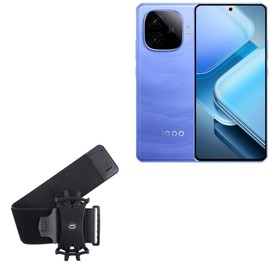 BoxWave Holster Compatible with vivo iQOO Z9 Turbo Endurance - ActiveStretch Sport Armband, Adjustable Armband for Workout and Running - Jet Black