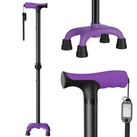 Ajustable Walking Cane for Men & Women Only 1LB with 4-Pronged Base