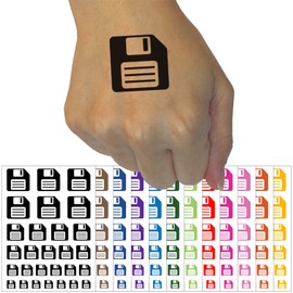 Save Icon Floppy Disk Temporary Tattoo Water Resistant Fake Body Art Set Collection - Light Pink (One Sheet)