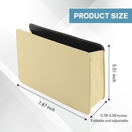 wuyaoyao Hanging Mini Car Trash Can, Foldable Leather Garbage Can, Waterproof Small Auto Door Organizer, Multifunctional Vehicle Trash Bin Storage Organizer, Universal Car Accessories (Beige)