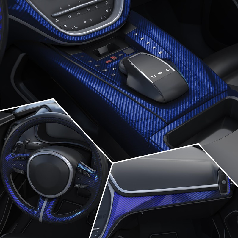 Lypumso 2D Holographic Carbon Fiber Vinyl Wrap, High Gloss Blue