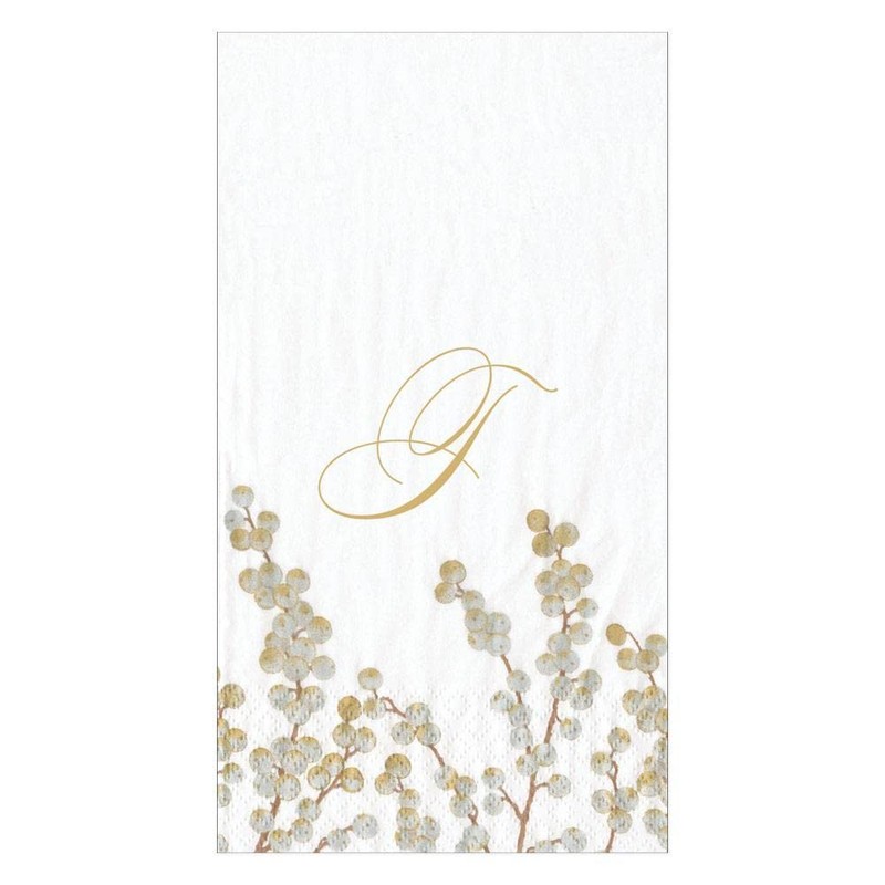 Caspari Berry Branches Single Initial Paper Guest Towel Napkins Letter